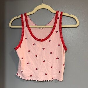 Pink and Red Sleeveless Strawberry Tank